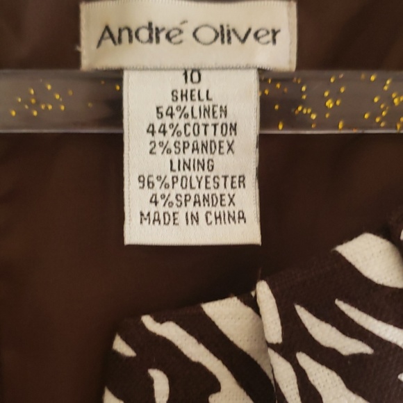 André Oliver linen white & brown dress - Picture 3 of 5